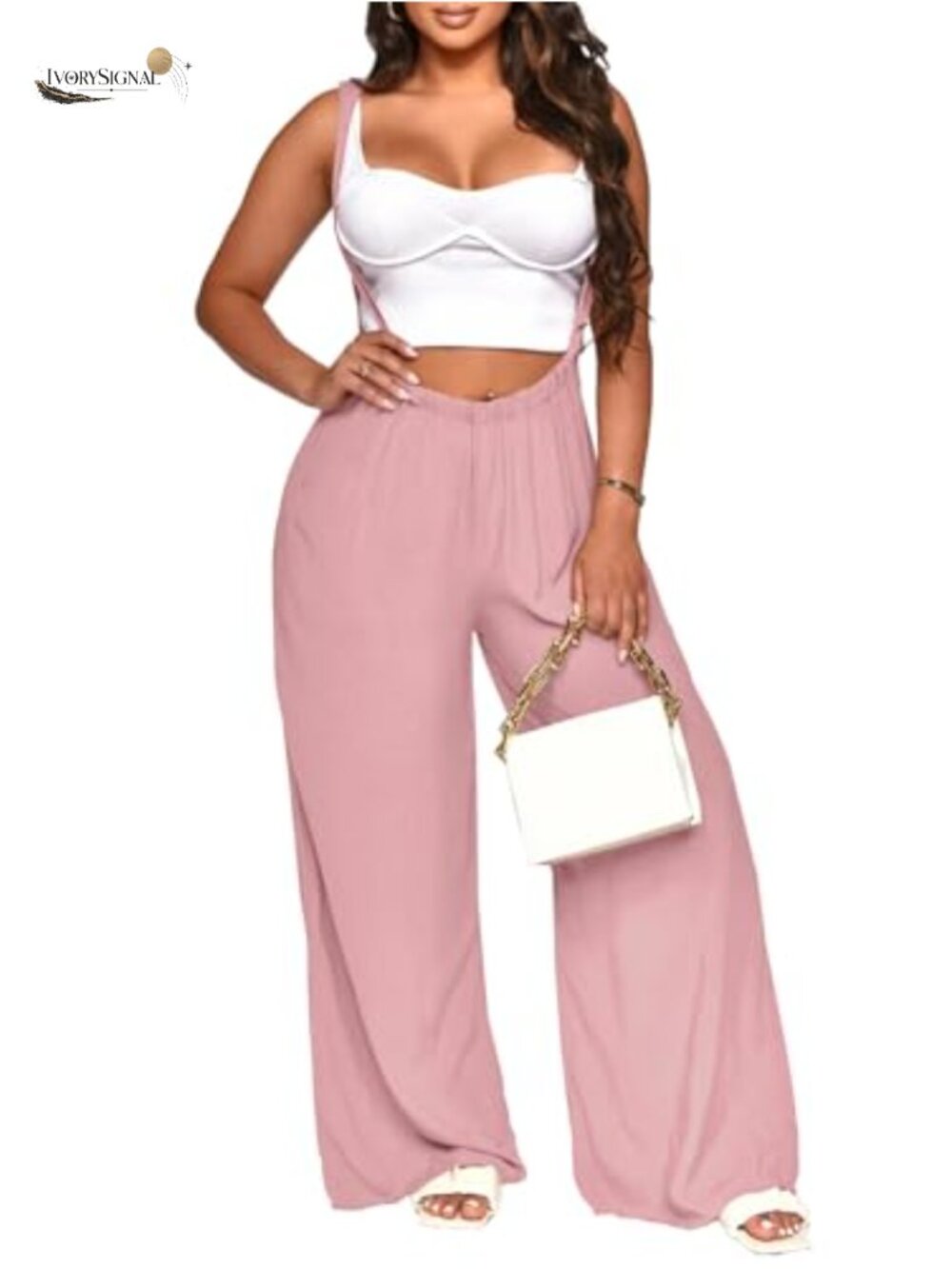 Womens Jumpsuit Adjustable Strap Wide Leg Overalls Summer
